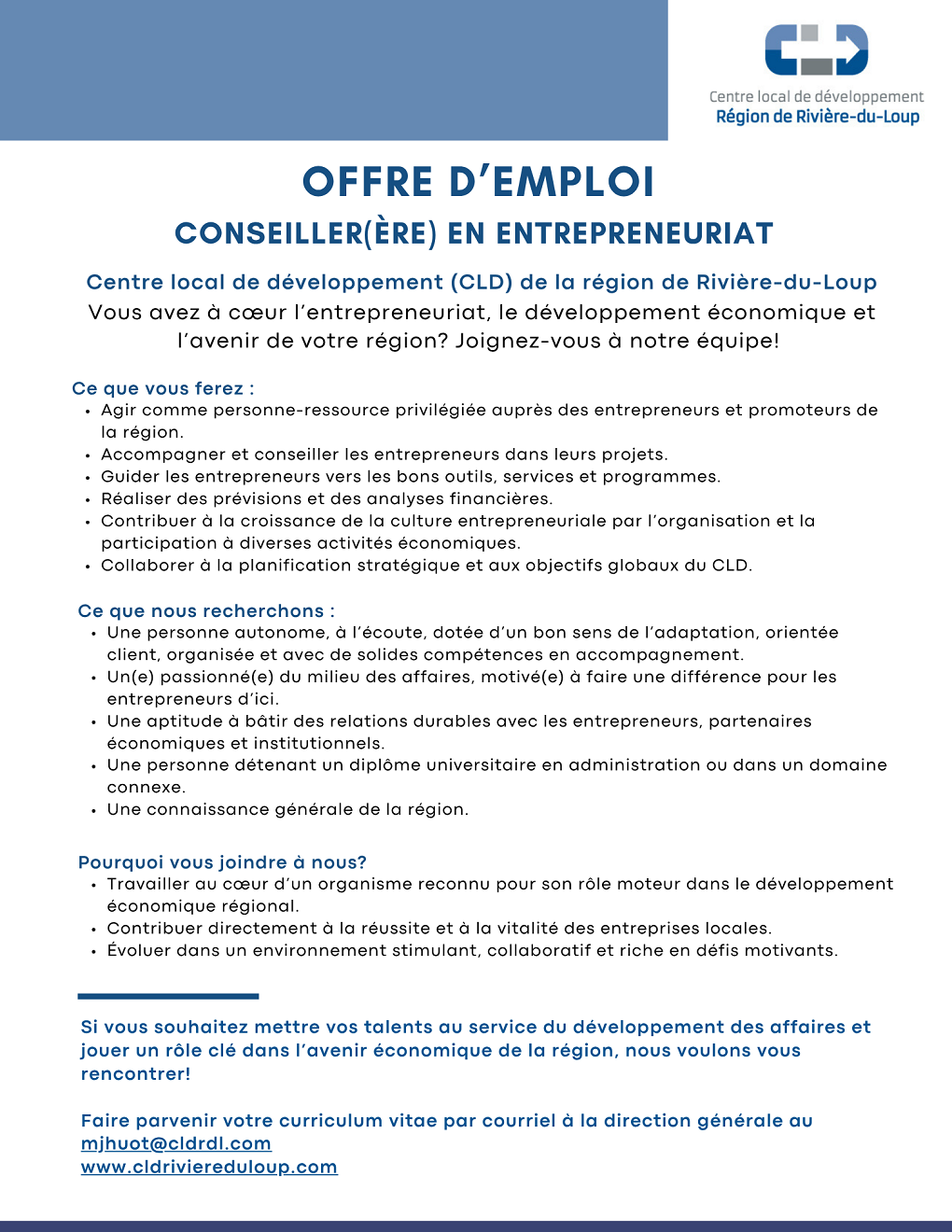 Conseiller en entrepreneuriat (Auteur : Julie Lamer)
